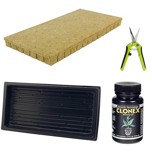 Grodan A-OK 1.5" Seedling/Clone Cubes with Propagation Tray Catch Tray, Scissors and Clonex Cloning Gel and Scissors