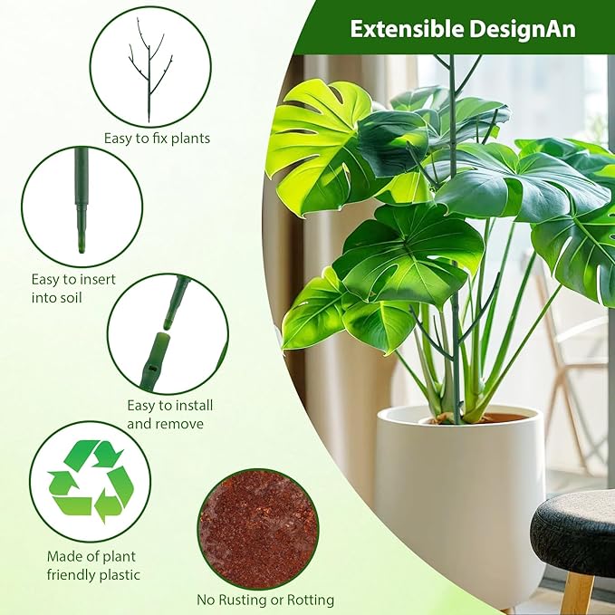 6 Pack Stackable Monstera Plant Support, Plant Stakes for Indoor and Outdoor Plants Use, Garden Stakes for Climbing and Potted Plants, Pothos, Philodendron