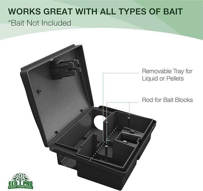 Mouse Bait Station | 4-Pack Indoor & Outdoor Mouse Bait Stations | Bait (Not Included) is Secured by Lock & Key | Pet & Child-Safe Alternative to Mouse Traps | For Mice Only - by Eco Pro Pest Control