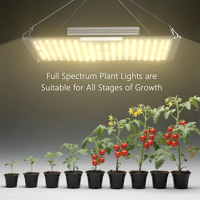 S1000 LED Grow Light for Seed Starting Vegetables Bloom, High PPF White & Red Diodes Grow Lights for Indoor Plants Full Spectrum for 3x3/2x2 Grow Tent