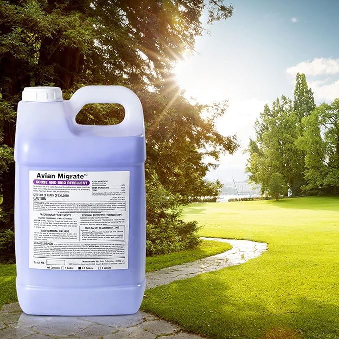Goose Deterrent, Bird Repellent Concentrate, Geese Repellent, Non-Toxic, Removes Geese from Yards, Parks, Beaches, Ponds and Ground, Made in The USA (1 Gallon)