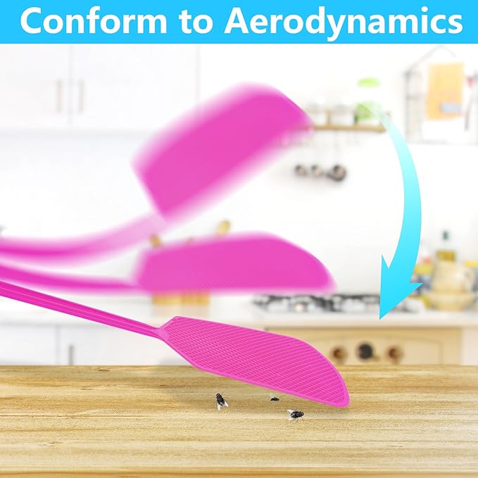 Fly Swatter,5 Pack Plastic Heavy Duty Manual Fly Killer, Long Handle Flyswatter, Large Bug Swatters That Work for Indoor and Outdoor