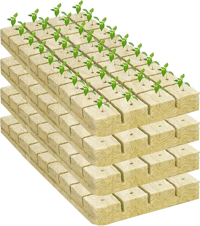 Legigo 1.2 Inch Rockwool Cubes Seed Starter Plugs for Hydroponics, RockWool Planting Grow Cubes for Hydroponic Tower Garden Soilless Cultivation Plants Germination Cutting Clone (4 Sheet, 144 Plugs)