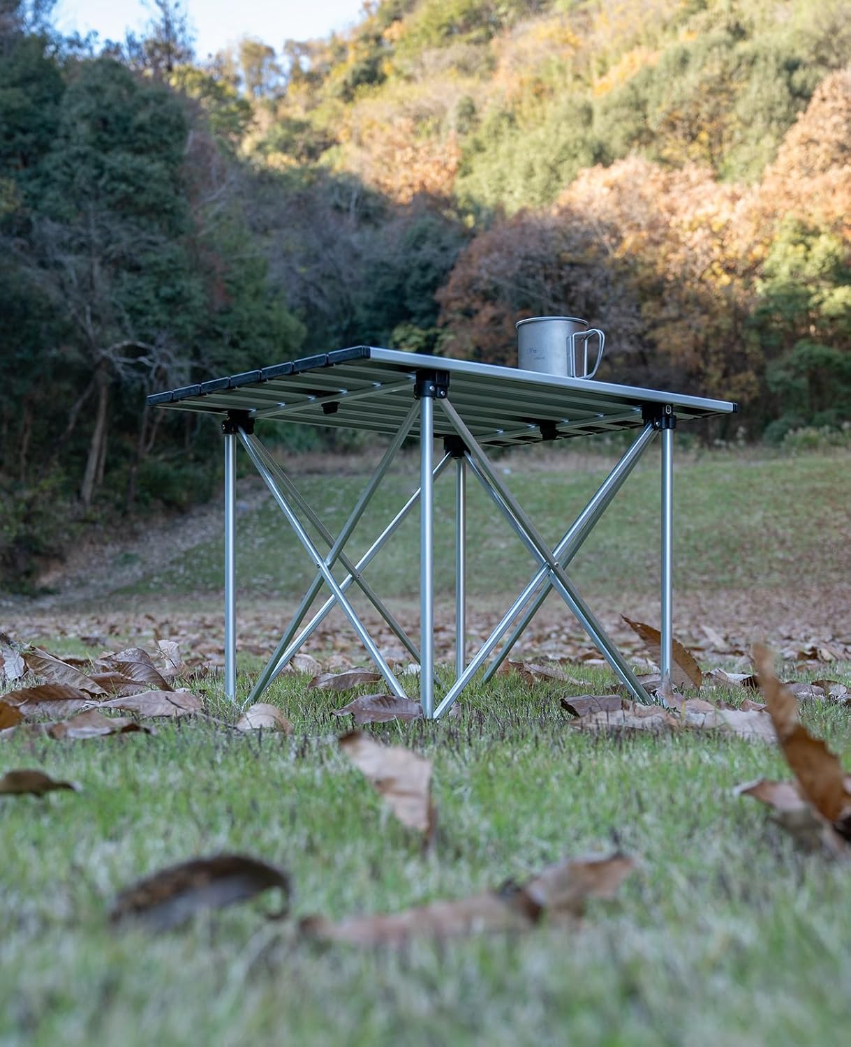 iClimb Ultralight Compact Camping Folding Table with Carry Bag (Reinforced Silver - L)