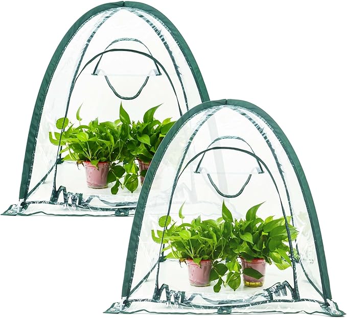 porayhut Pop Up Greenhouse Cover Flower House,Pack of 2,Mini Gardening Plant Sunshine Room,Backyard PVC Cover for Cold Frost Protector Gardening Plants