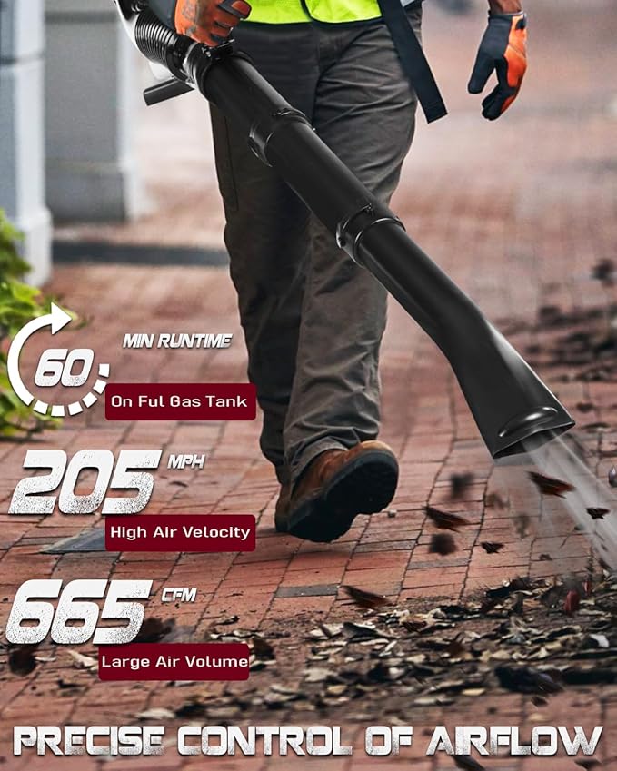 63CC Gas Backpack Leaf Blower – 665 CFM, 205 MPH, Commercial-Grade Gas Blower for Landscaping, Snow Removal, and Heavy-Duty Yard Work – Lightweight, Quiet for Residential Areas (686 RPO)