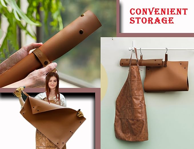 Plant Repotting Mat,Waterproof Leather Plant Transplanting Mats,Indoor Succulent Potting Mat for Change Soil and Watering,Portable Gardening Mats for Transplant and Mess Control (30" X 18",Brown)