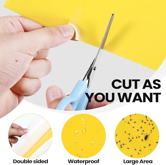 Qualirey 400 Pcs 6 x 8 Inch Sticky Traps for Gnats Dual Sided Fruit Fly Sticky Traps for Indoor and Outdoor Plant with Twist Ties and Plastic Holders for Flying Plant Insect, Fungus Gnats (Yellow)