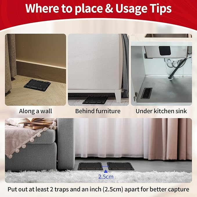 LULUCATCH Mouse & Insect Glue Traps, 48 Pack Adhesive Glue Traps, Pre-Baited Heavy Duty Non-Toxic Bulk Mouse Traps Indoor for Small Mice, Insects, Rodent, Bug, Easy to Use Pet Safe