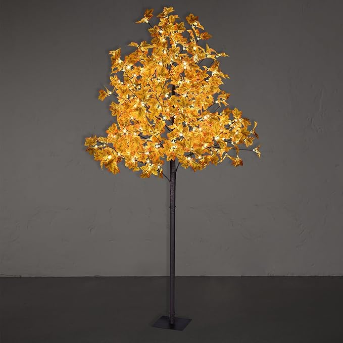 Lightshare Maple Tree 8 ft. - 264 LED Warm White Lights, Natural Looking Maple Leaves