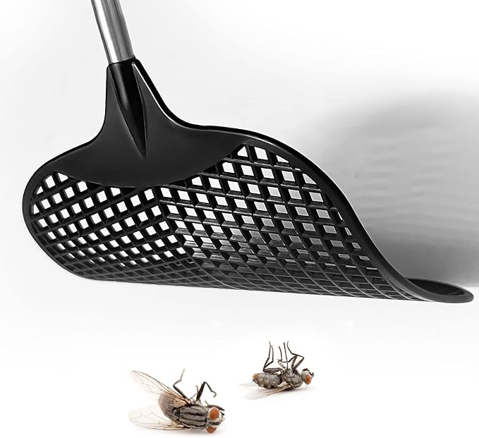 Fly Swatter, Flexible and Durable Telescopic Stainless Steel Retractable Handle ，Manual Fly swatters for Home,Garden,Classroom and Office (2Pcs Black& Blue)