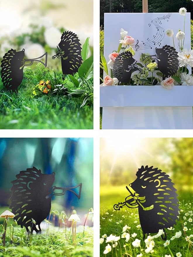 Metal Animals Outdoor Yard Decor,Funny Hedgehog Garden Stakes,Unique Lawn Ornaments Gift for Animal Lovers