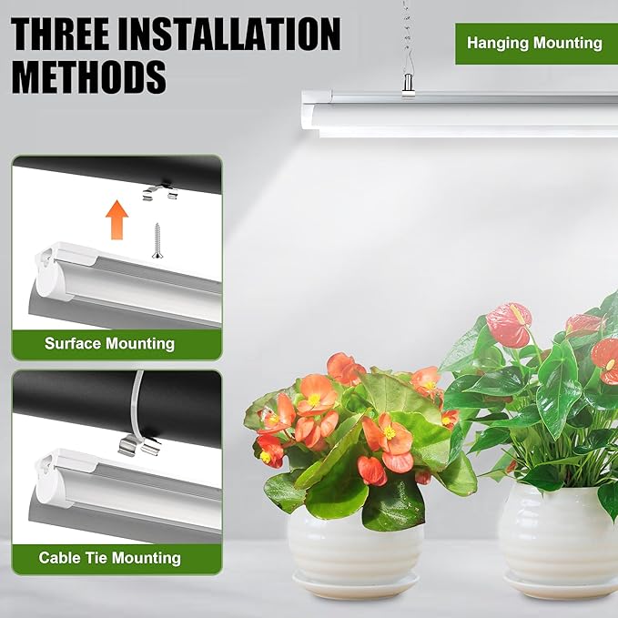 Grow Lights for Indoor Plants, 4 X 24w White & 660nm Red Full Spectrum Plant Lights for Indoor Growing, LED Grow Light for Plant Stand Shelf Cabinet Grow Tent Greenhouse,Linkable,Plug&Play