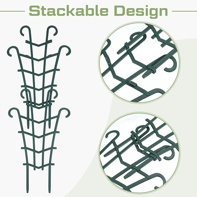 50 Pack Plant Trellis for Pots Garden Trellis for Potted Plants Flower Pots Support Stackable Plastic Mini Trellis for Climbing Plants Peas(Sheep Horn)