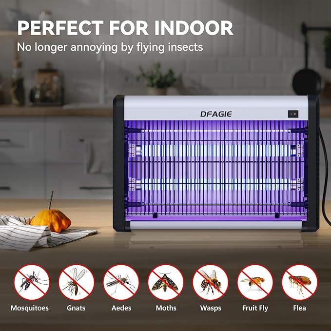 Indoor Bug Zapper Plug in, Mosquito Killer, Fly Traps Fly Zapper, 2800V Electric Bug Zapper, Flying Insect Trap for Bedroom, Kitchen, Living Room, Bathroom