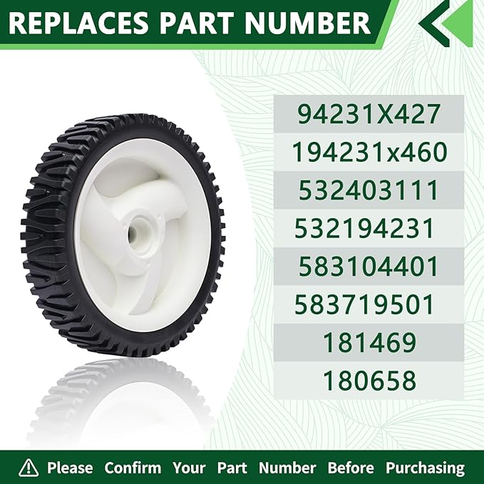 2 Pack Front Drive Wheels Replaces Craftsman Husqvarna 194231X427 532403111 Wheels 8"X1-3/4"