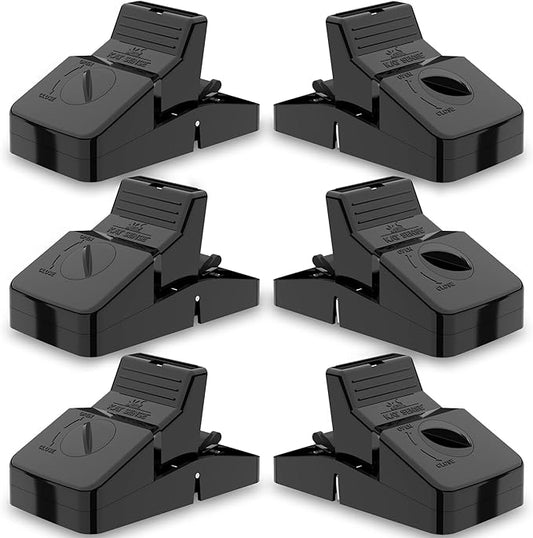 Pest Control Rat Traps, Professional Multi Captsure Set of 6 Large Snap Trap, Solutions for Indoor Outdoor AntiRodent Protection, Reusable Master Trapping Device for Rodents and Chipmunk