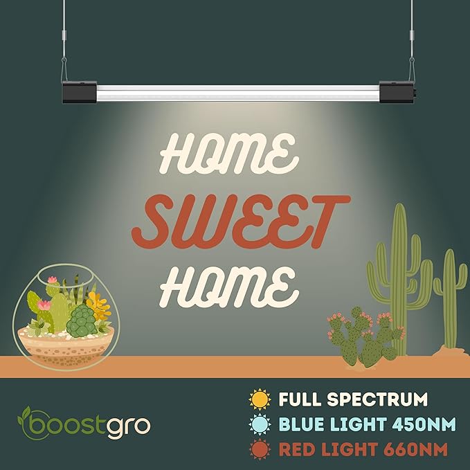 3FT LED Succulent Terrarium Plant Grow Light Linkable Full Spectrum Daylight with Enhanced 660nm Red and 450nm Blue LightTech Indoor Lighting Fixture (3 FT)