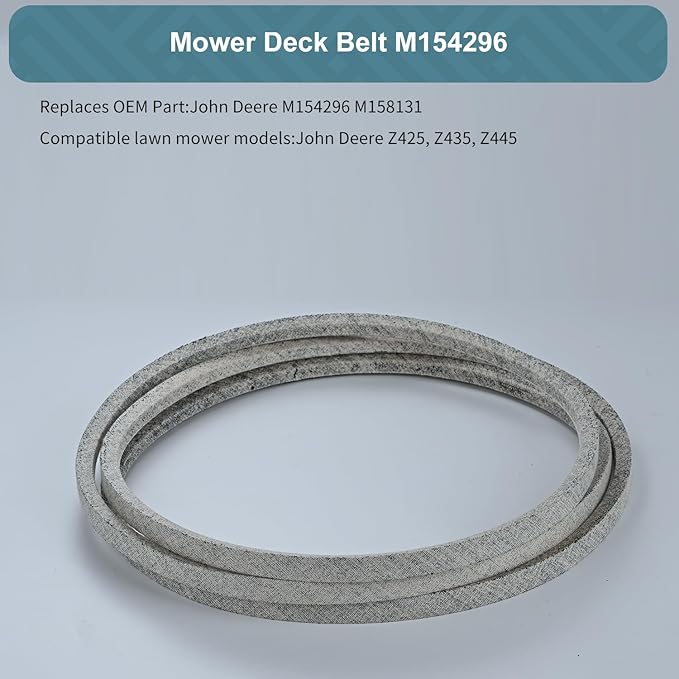 1/2 x 152.5'' Mower Belt Replace for John Deere M154296 M158131 Lawn Mower Kevlar Belt Compatible with John Deere Z425 Z435 Z445 Eztrak Mowers with 54" Mower Decks (m158131)