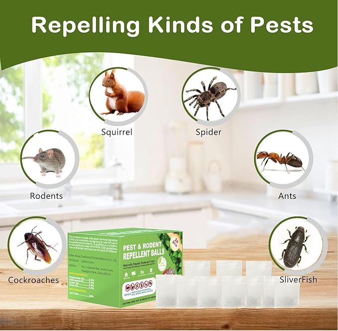 Mouse Repellent Pouches,Rodent Repellent Balls with Natural Peppermint Oil Long-Lasting Indoor & Outdoor Use – Gentle for Use Around Family & Pets-24 Pcs