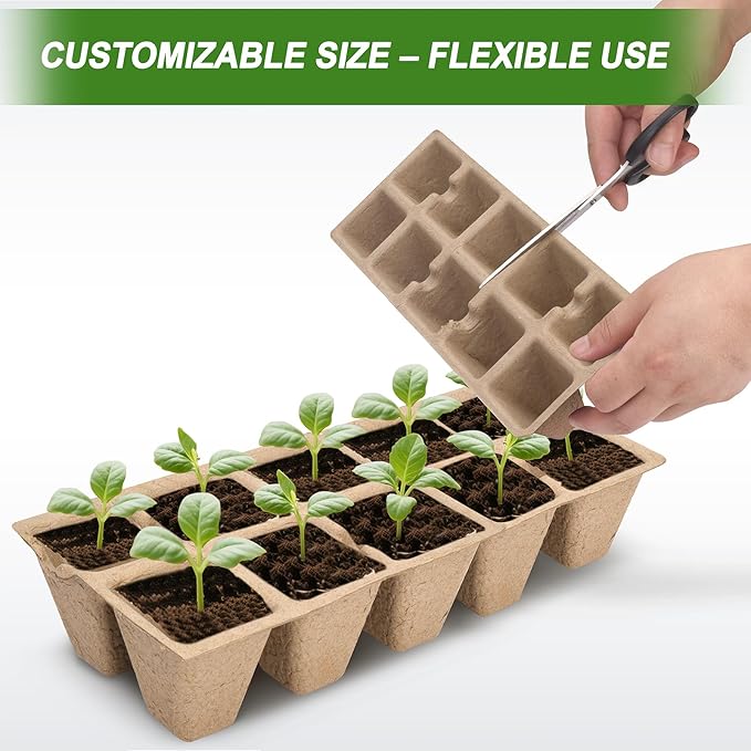 200 Cells Peat Pots, Seed Starter Trays Planting Trays for Seedlings, 20 Pack Germination Trays Peat Pot with 20 Labels