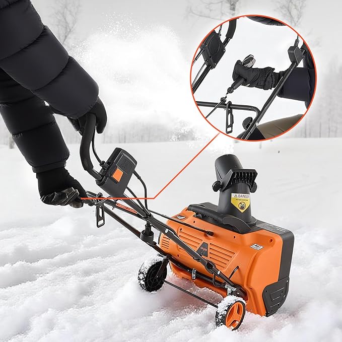VEVOR Electric Snow Blower, 20 inch 15A Corded Snow Thrower with Dual LED Headlights & 180° Rotating Chute, 25FT Throwing Distance, 12" Depth Clearing, Walk-Behind Snowblower for Driveway Sidewalk