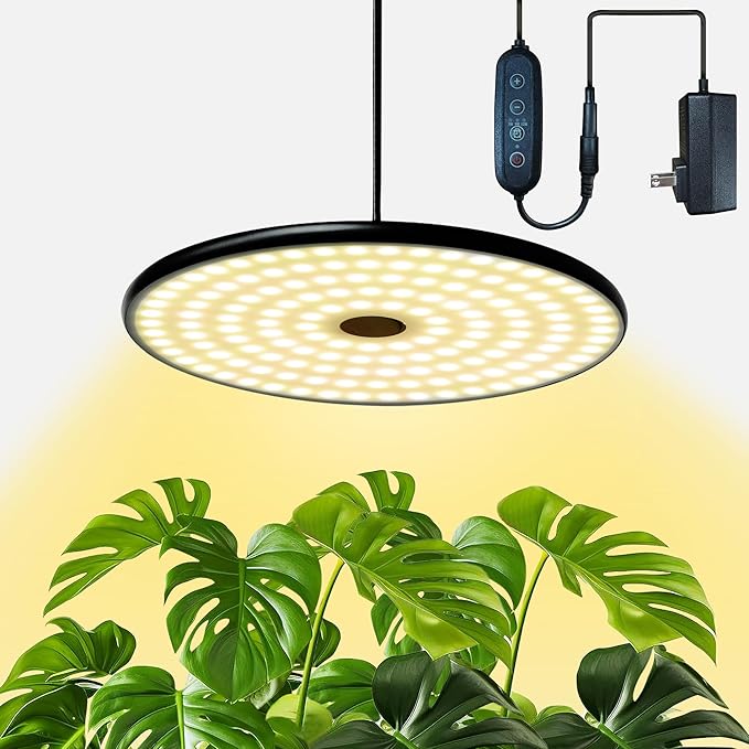 chiphy Hanging Grow Lights for Indoor Plants, 40W Full Spectrum with 3/9/12 Hours Timer, Pendant Plant Lights for Indoor Growing, Large Tall Plant, Garden, Flowers, Greenhouse,16.7FT Power Cord