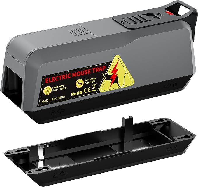 Electric Mouse Trap Indoor for Home, Reusable No-Touch Electric Mouse Trap Zapper with Powerful Voltage Effectively Kills Mice in Living Rooms, Kitchens, Garages, and More