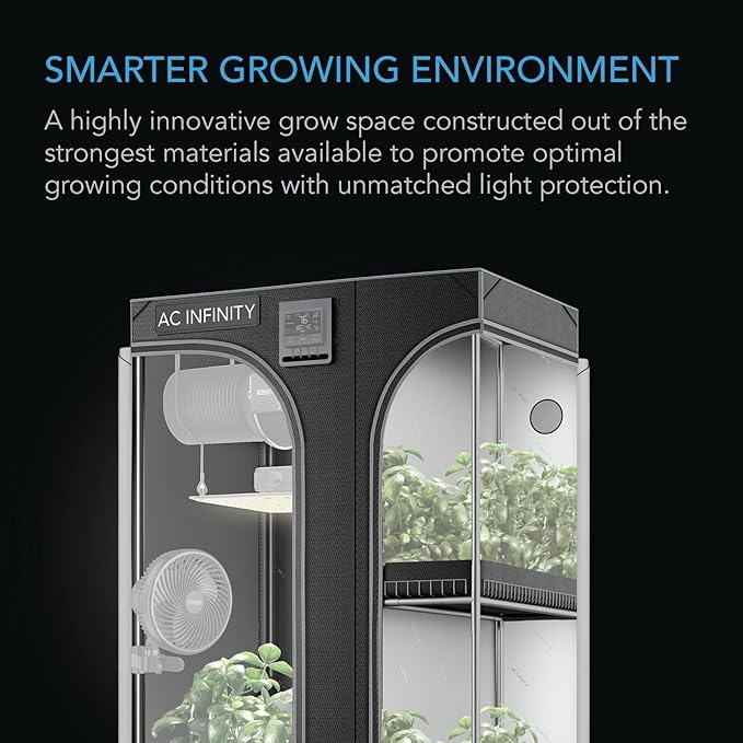 AC Infinity CLOUDLAB 632D 2-in-1 Advance Grow Tent, 36”x24”x72” Thickest 1 in. Poles, Highest Density 2000D Diamond Mylar Canvas, 3x2 for Hydroponics Indoor Growing