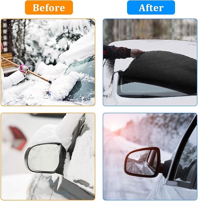 Gintenco Car Windshield Snow Cover, Frost Ice Windscreen Covers with Magnetic Edges, 4 Layers Thickness Snow Protector for Car SUV CRV Trucks (X-Large)