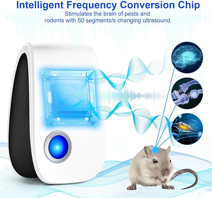 Upgraded Ultrasonic Repellent, Indoor Ultrasonic and Repellent for Roach, Rodent, Mouse, Bugs, Ant, Mosquito, Mice, Spider, Electronic Plug in Pest Control (8 Pack) (8)