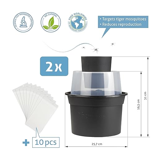 BIOGENTS BG-GAT2 Yard Control (Pack of 2) • Non-Electrical Outdoor Trap for Egg Laying Asian Tiger and Dengue Type • Position in Your Patio