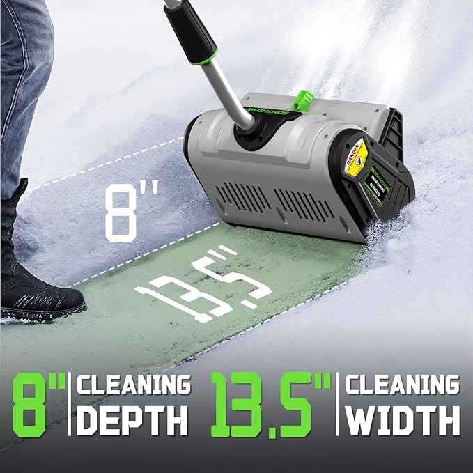 13.5" Electric Snow Shovel, 40V Brushless Cordless Snow Shovel, Includes 2 Pack 4.0 Ah Battery and Charger, Cordless Snow Blower with LED Light, Battery-Powered Snow Removal for Driveway, Patio, Deck