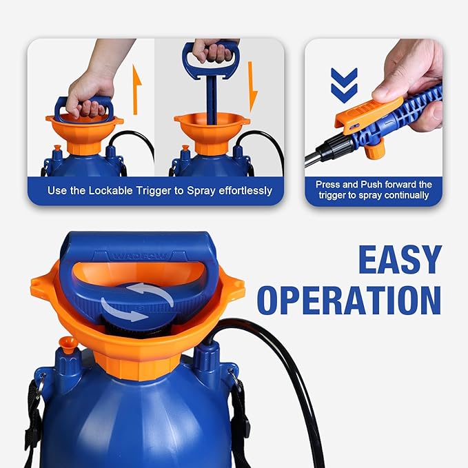 WRS1550 1.32 Gallon Pump Pressure Sprayer, Lawn & Garden Water Spray Bottle for Pests Controlling, Garden Watering and Household Cleaning