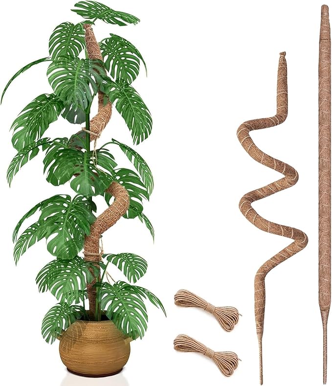 2 Pack 48 Inch Moss Pole for Plants, Bendable Moss Pole for Plants Monstera, Tall Moss Poles for Climbing Plants Indoor, LargeSupport, Garden Trellis Stick Stakes