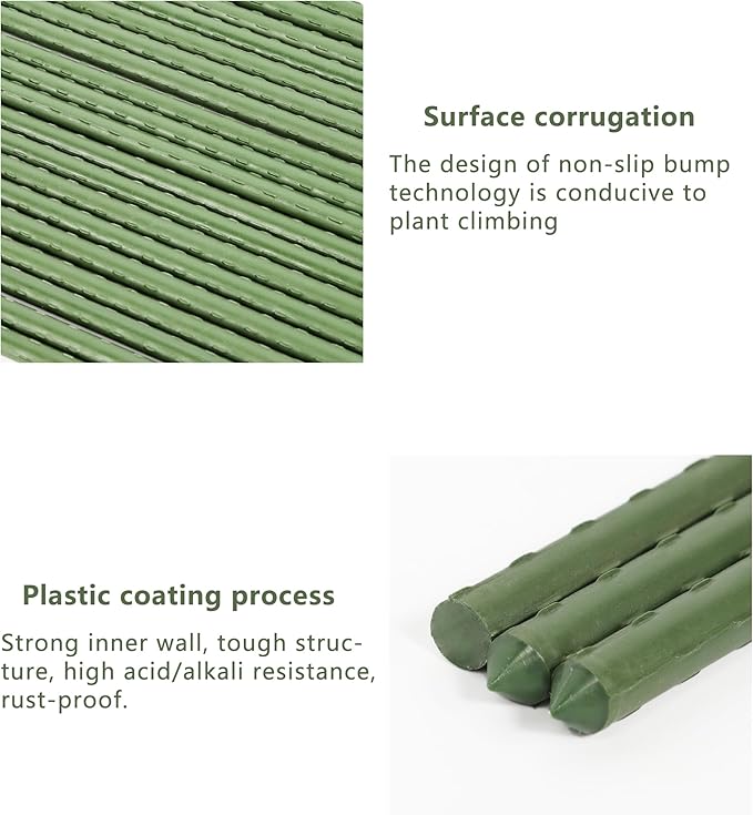 3ft Garden Stakes, Plastic Coated Steel Plant Stakes for Climbing Plants 25pcs