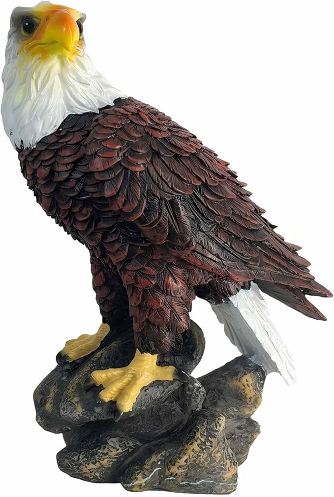 American Eagle Statue Bald Eagle - Large Hand-Painted Resin Garden Sculptures & Statues Outdoor Bird Figurines, Majestic American Freedom 4th of July, Decor for Indoor, Patio, Office, 11⅘"