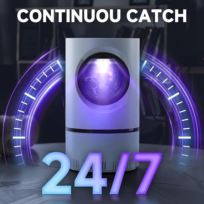 Flying Insect Trap, Fruit Fly Trap for Indoors, Fly Traps Indoor for Home Gnat Traps House Indoor, Bugs Pest Trap with Super Strong Suction and Quiet Operation, 5 Sticky Glue Boards