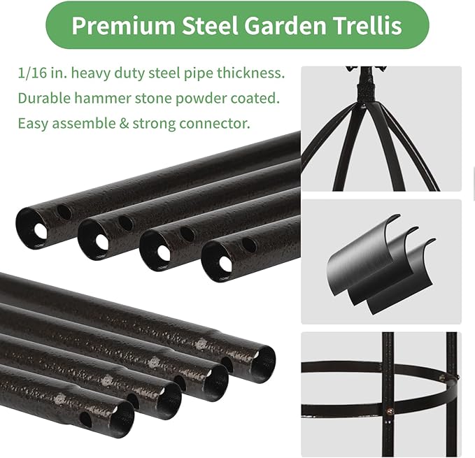 Garden Obelisk Trellis for Climbing Plants Outdoor 6.3 Feet Tall Rose Heavy Duty Metal Trellis Plant Support for Vines Clematis Flowers, Bronze