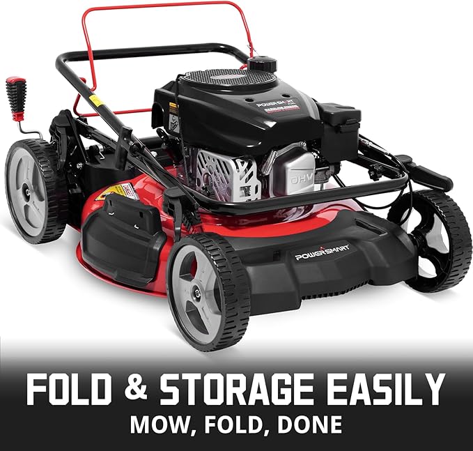 PowerSmart Self Propelled Gas Lawn Mower 22-Inch with 170cc OHV Engine, RWD Single-Speed 3-in-1 with Bagging DB8622S