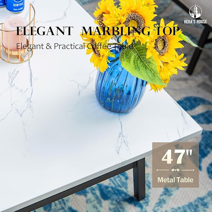 HERA'S HOUSE 6 Piece Patio Furniture Set, 2 x Swivel Chair, 2 x Fixed Chair, 1 x 3-Seat Sofa with Marbling Coffee Table, All Cushioned Outdoor Conversation Set for Lawn Garden Backyard, Grey