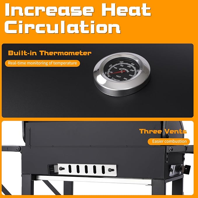 CIG GARDEN 20-Inch Charcoal Grill with 2 Foldable Side Tables,Portable Grill Charcoal with 330 Sq.In.Cooking Area,Enamel Steel Wiring Charcoal Grill with Pull-out Charcoal Trays for Outdoor Cooking