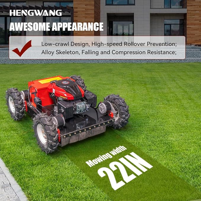 Remote Control Lawn Mower Electric Start 30° Climbing Four-Wheel Drive 7.5HP All Terrain Grass Cutter Yard Mower (HW-196-55JY)