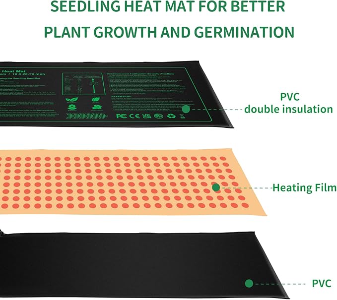 Seedling Heat Mat Durable Waterproof Plant Heating Pad 10"x 20.75" for Germination, Indoor Gardening, Greenhouse