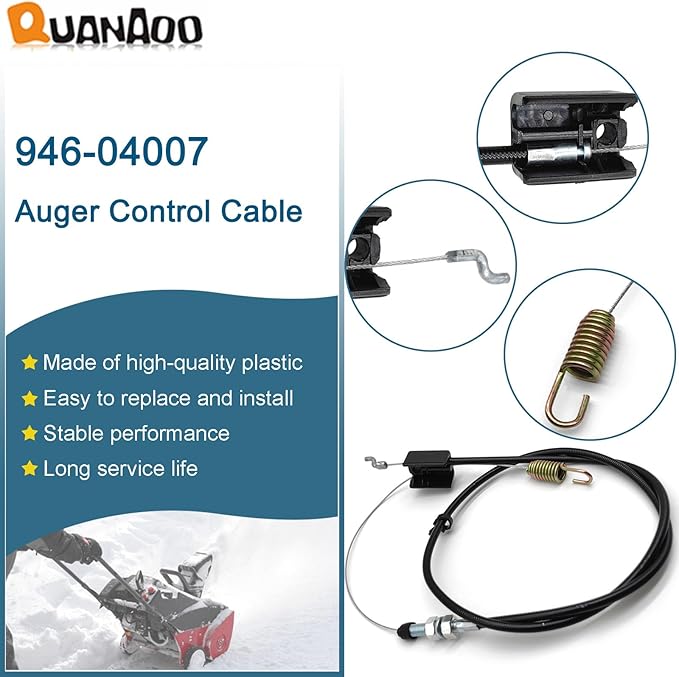 Auger Control Cable 946-04007 for Cub Cadet Troy-Bilt MTD Craftsman Yard Machines Snowblowers Replace 746-04007 Auger Clutch Cable