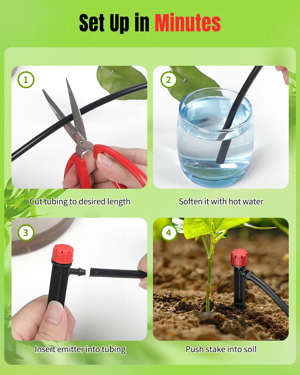 Pawfly 30 Pcs Drip Irrigation Emitters, Drip Emitters for 1/4" Drip Irrigation Tubing, Sprinkler Heads with Adjustable 360 Degree Water Flow, Garden Drippers for Plants Watering System