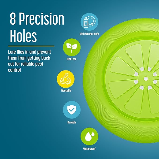 Fruit Fly Trap Lids for Wide Mouth Mason Jars - Natural Non-Toxic Gnat Catchers, Reusable Covers (4 Pack)