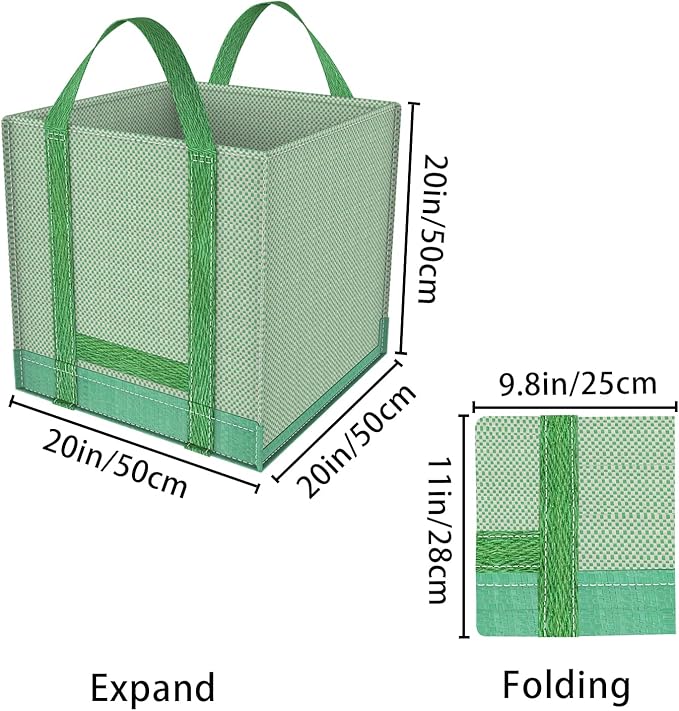 Reusable Yard Waste Bags/Lawn Bags/Leaf Bags, Collapsible Garden Bag, Pop Up Garden Bag, Heavy Duty Woven Polypropylene Bag, Double Bottom Design Reinforced carry handles(1-Pack 32Gallons)