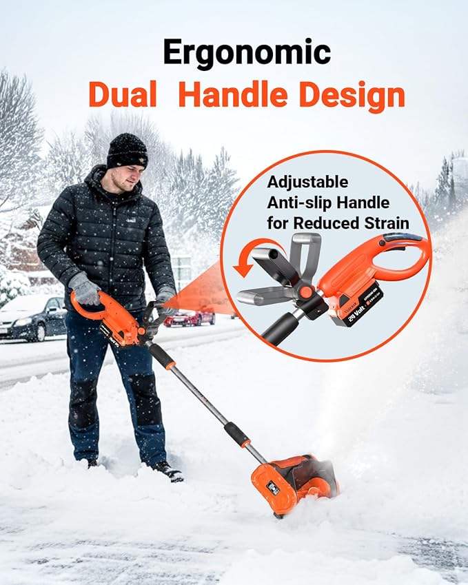 VOLTASK Cordless Snow Shovel - 24V | 11-Inch | 4-Ah Cordless Snow Blower, Battery Snow Blower with Adjustable Front Handle (4-Ah Battery & Quick Charger Included)