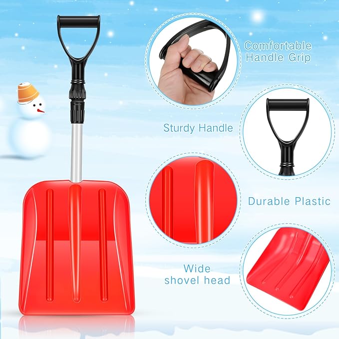 Lasnten 4 Pcs Kid's Snow Shovel Plastic Digging Lightweight Portable Beach Shovels for Kids Boys Girls Home Yard Garden Outdoor Activities Snow Removal(Colorful)